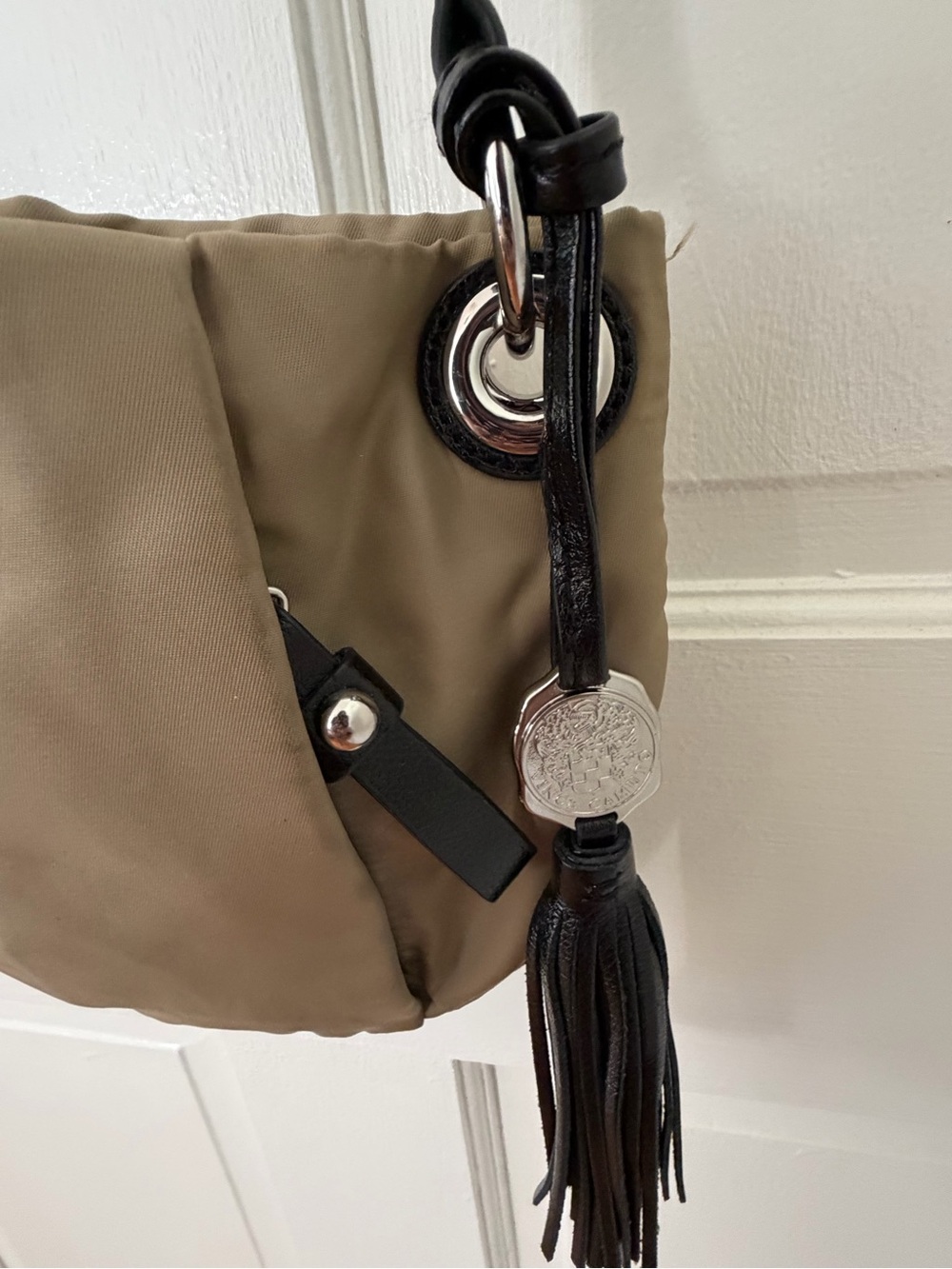 Vince Camuto Tan Shoulder Bag with Black Leather Tassel